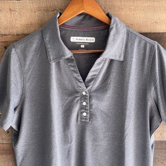 Pebble Beach Women’s Grey V-Neck PerformanceGolf Polo Shirt Size XL - Picture 3 of 6